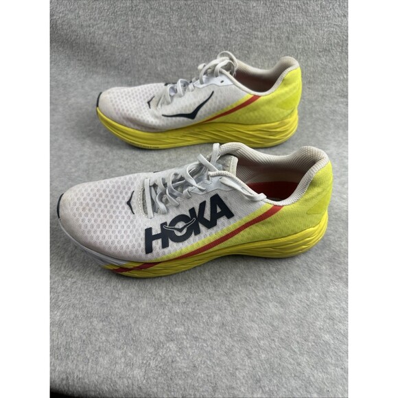 HOKA One One Unisex Rocket X Running Shoes White/Yellow Size 9.5M/10.5W 1113532 main image 5